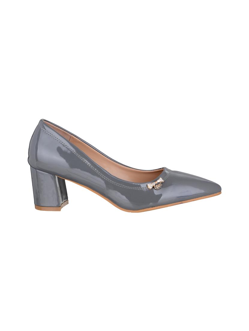 grey faux leather slip on pumps - 14693691 - Zoom Image - 2