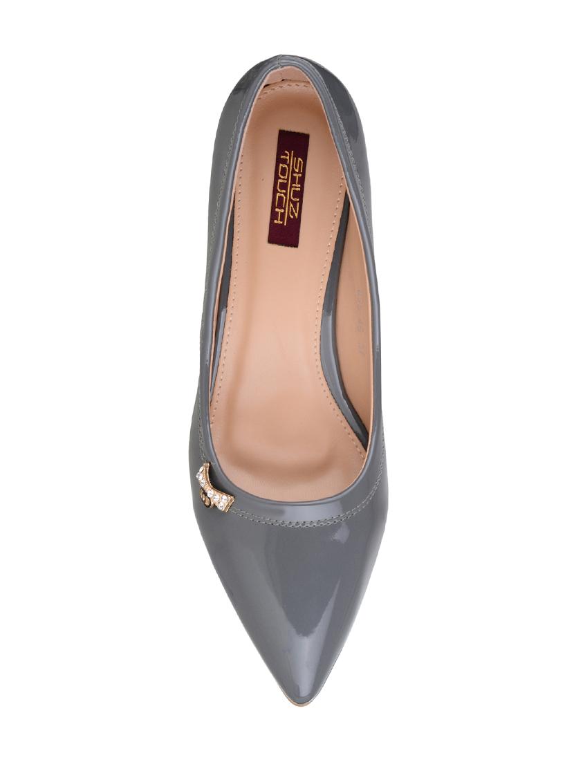 grey faux leather slip on pumps - 14693691 - Zoom Image - 4