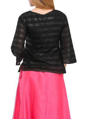 metallic striped bell sleeved top - 14698314 - Standard Image - 3