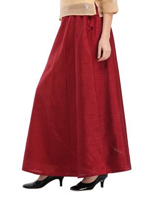 maroon silk blend a-line skirt - 14703857 - Standard Image - 2