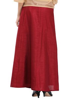 maroon silk blend a-line skirt - 14703857 - Standard Image - 3