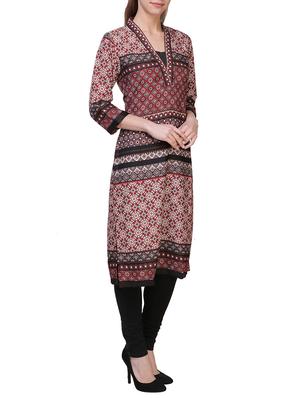 brown silk straight kurta - 14705028 - Standard Image - 2
