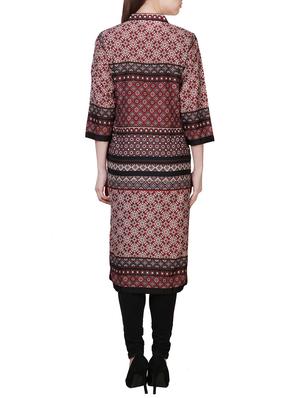brown silk straight kurta - 14705028 - Standard Image - 3