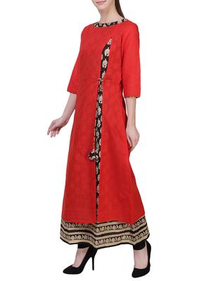orange cotton layered kurta - 14705032 - Standard Image - 2