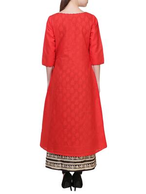 orange cotton layered kurta - 14705032 - Standard Image - 3