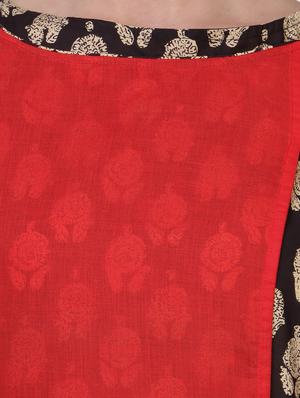 orange cotton layered kurta - 14705032 - Standard Image - 4