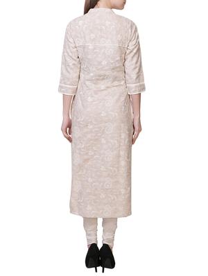 beige khadi straight kurta - 14705034 - Standard Image - 3