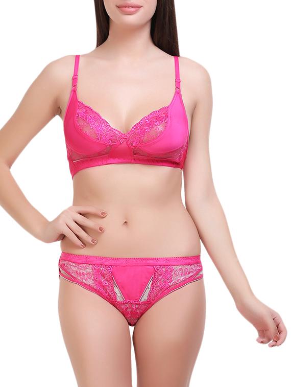 pink nylon bras and panty set - 14705777 - Zoom Image - 1