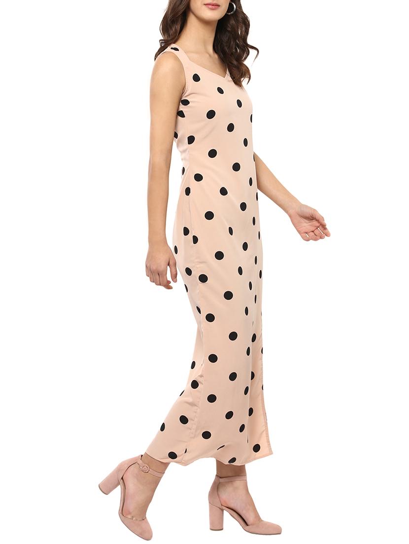 polka dot front slit maxi dress - 14710170 - Zoom Image - 2