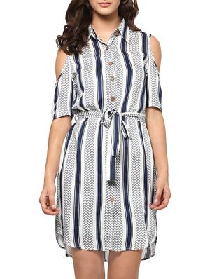 cold shoulder belted shirt dress - 14710174 - Standard Image - 2