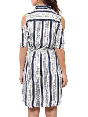cold shoulder belted shirt dress - 14710174 - Standard Image - 4
