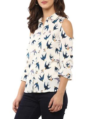 white printed crepe shirt - 14711392 - Standard Image - 2
