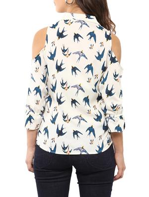 white printed crepe shirt - 14711392 - Standard Image - 3