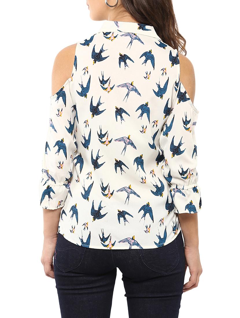 white printed crepe shirt - 14711392 - Zoom Image - 3