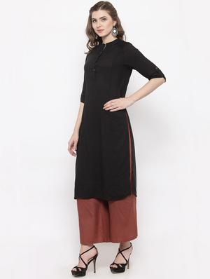 black cotton kurta palazzo set - 14712614 - Standard Image - 2
