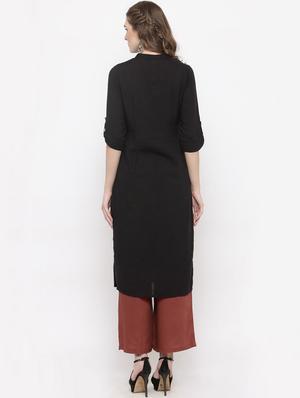 black cotton kurta palazzo set - 14712614 - Standard Image - 3