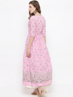 pink cotton high-slit kurta - 14712663 - Standard Image - 3