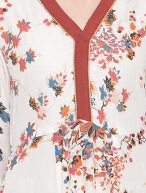 white cotton flared kurta - 14712670 - Standard Image - 4