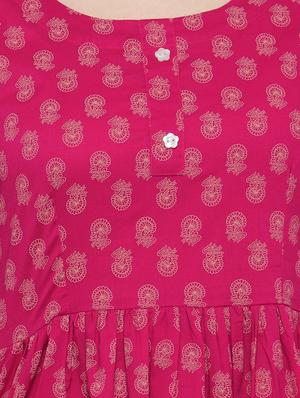 pink cotton flared kurta - 14712690 - Standard Image - 4