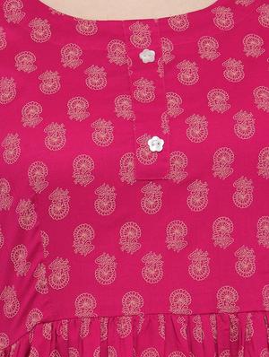 pink cotton flared kurta - 14712694 - Standard Image - 4