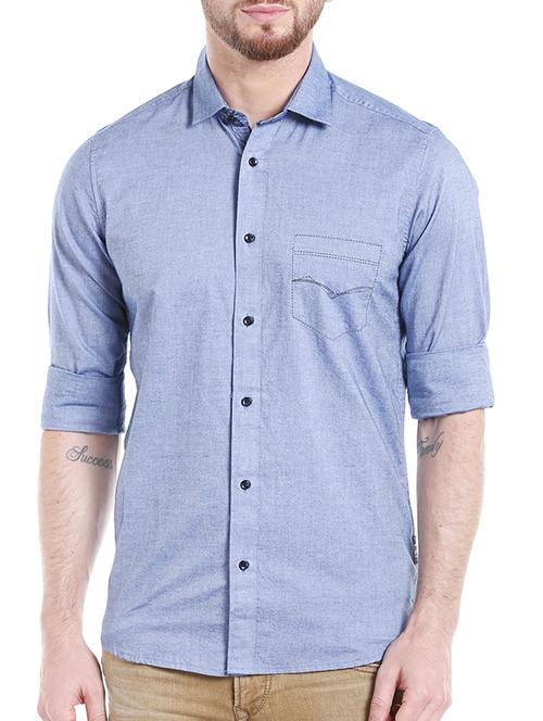 blue cotton casual shirt - 14714296 - Standard Image - 1