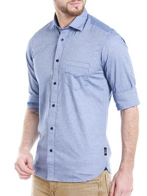 blue cotton casual shirt - 14714296 - Standard Image - 2