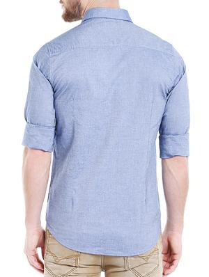 blue cotton casual shirt - 14714296 - Standard Image - 3