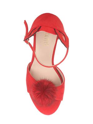 red suede ankle strap sandals - 14714909 - Standard Image - 3