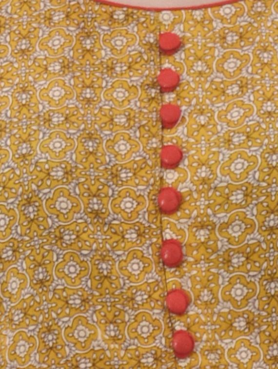 yellow cotton a-line kurta - 14715065 - Zoom Image - 4