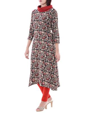 black rayon a-line kurta - 14715070 - Standard Image - 2