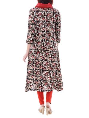 black rayon a-line kurta - 14715070 - Standard Image - 3