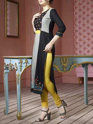 black rayon straight kurta - 14715139 - Standard Image - 2