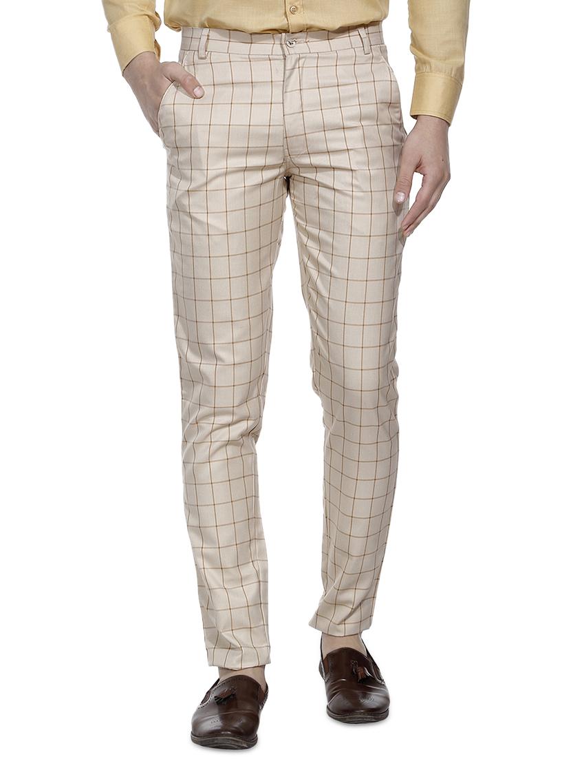 beige cotton blend flat front formal trouser - 14715143 - Zoom Image - 1