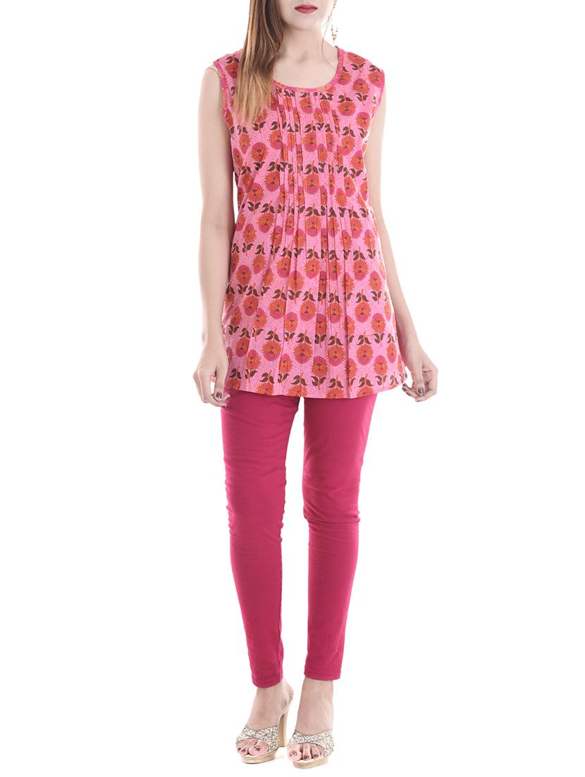 pink color cotton a-line kurti - 14715292 - Zoom Image - 1