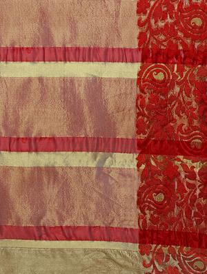 beige silk bordered saree with blouse - 14715400 - Standard Image - 4