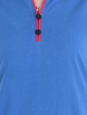blue cotton straight kurti - 14717051 - Standard Image - 4