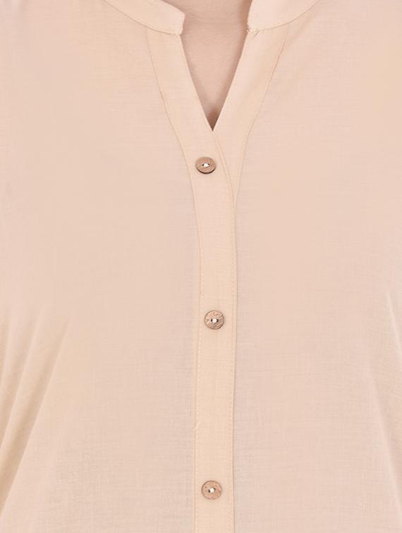 beige cotton straight kurta - 14717057 - Zoom Image - 4