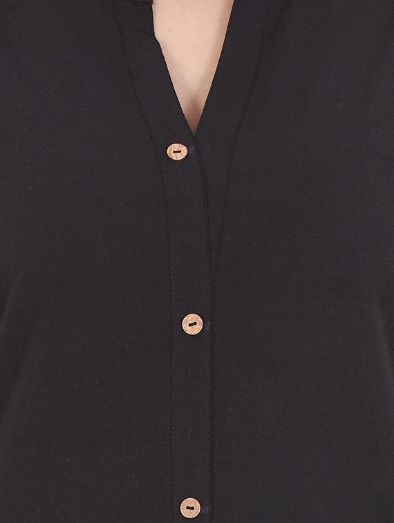 black cotton straight kurta - 14717065 - Zoom Image - 4