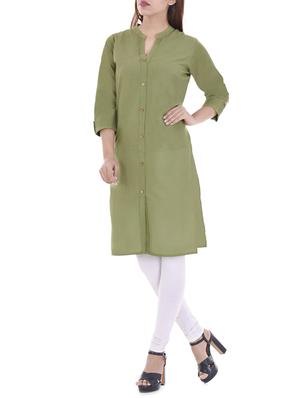green cotton straight kurta - 14717068 - Standard Image - 2