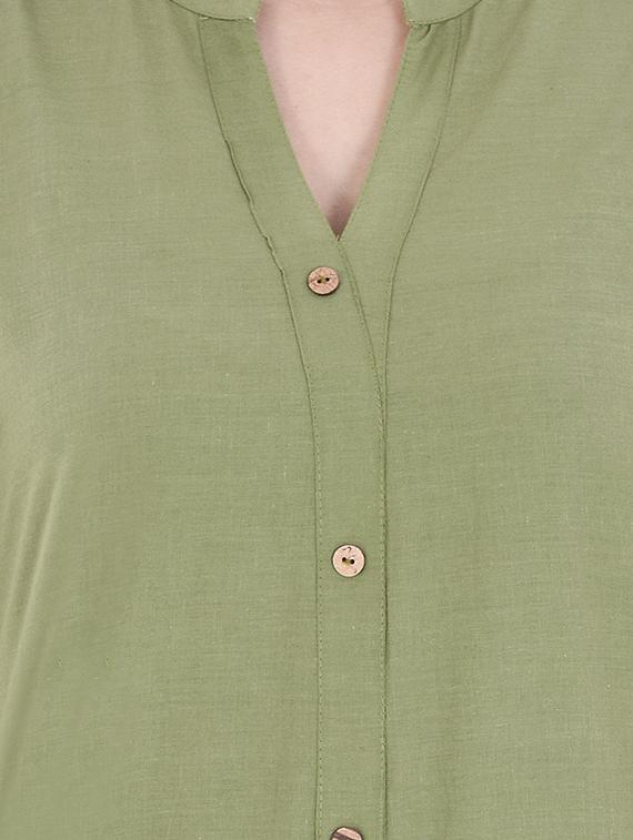 green cotton straight kurta - 14717068 - Zoom Image - 4