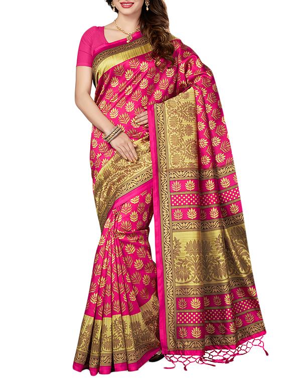 pink art silk bhagalpuri saree with blouse - 14717114 - Zoom Image - 1