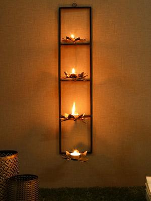 gold & black metal wall tea light - 14720854 - Standard Image - 2