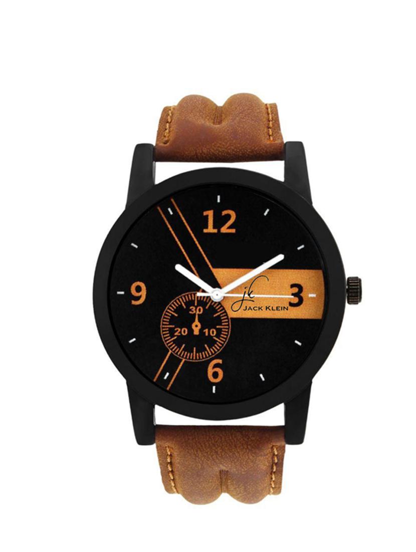 jack klein stylish black dial brown strap elegant analog watch for men - 14724170 - Zoom Image - 1