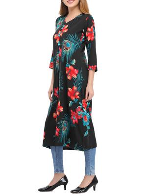 black viscose high slit kurta - 14724656 - Standard Image - 2