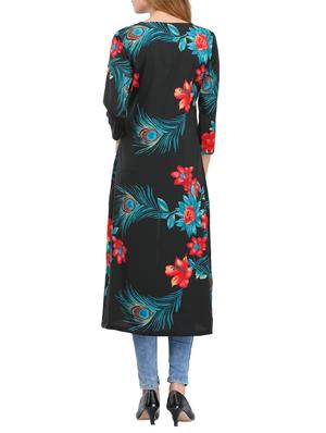 black viscose high slit kurta - 14724656 - Standard Image - 3