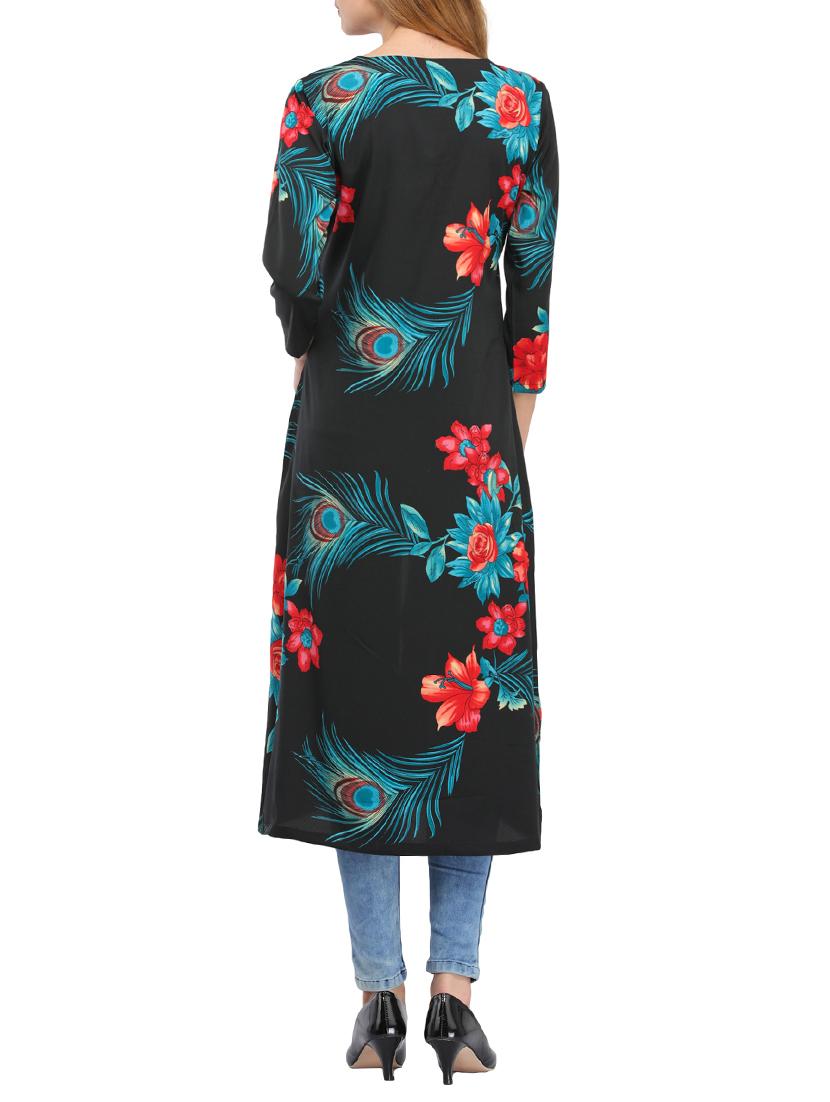 black viscose high slit kurta - 14724656 - Zoom Image - 3