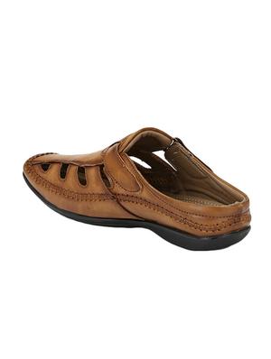 tan leatherette slip on sandal - 14724845 - Standard Image - 3