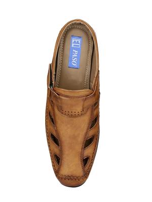 tan leatherette slip on sandal - 14724845 - Standard Image - 4