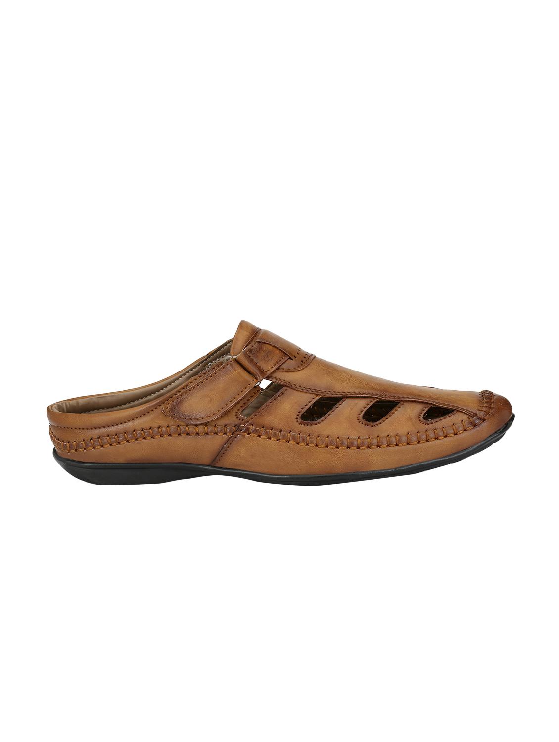 tan leatherette slip on sandal - 14724845 - Zoom Image - 2