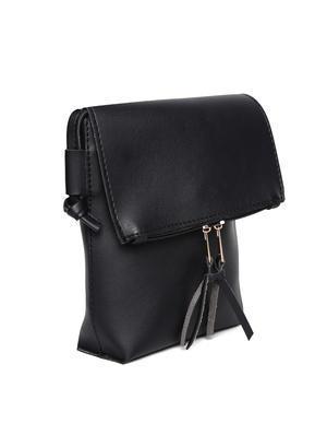 black cotton regular sling bag - 14730614 - Standard Image - 4